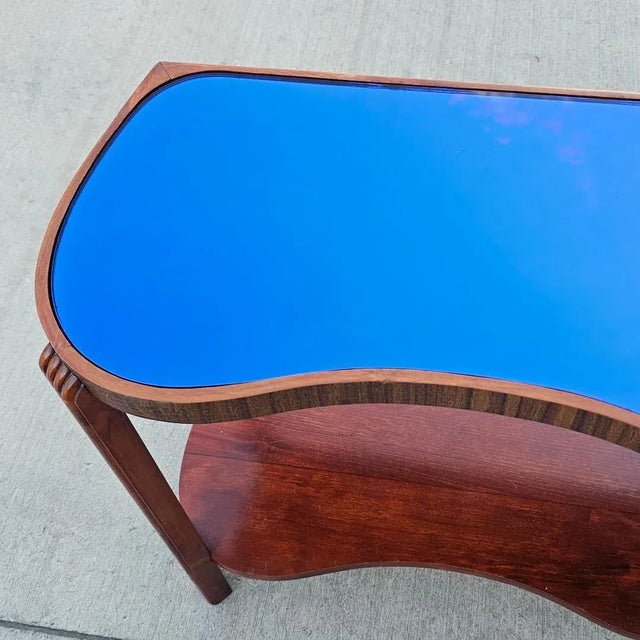 Pair of 1930s Art Deco Cobalt Blue Mirror Glass Tops Lamp Side Tables For Sale In Los Angeles - Image 6 of 12