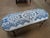Chinoiserie Custom Blue & White Chinoiserie Upholstered Bench With Black Iron Base For Sale - Image 3 of 8
