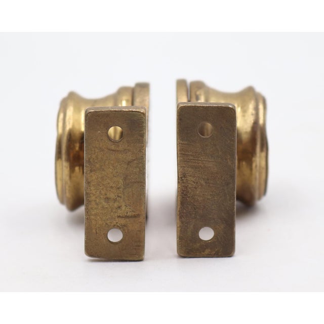 Pair of Reclaimed Surface Mount Towel Bar Brass Brackets For Sale - Image 4 of 5