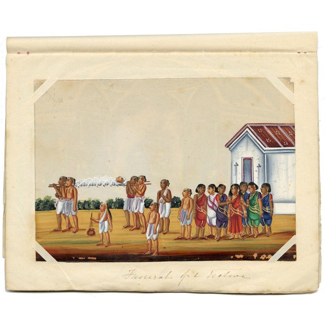 Paper Indian Company School, Funeral of a Native, 1800s, Gouache on Paper For Sale - Image 7 of 9