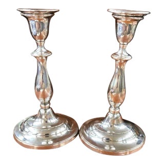 Pair of Early 19th Century Fused Silver Plate Sheffield Candlesticks For Sale