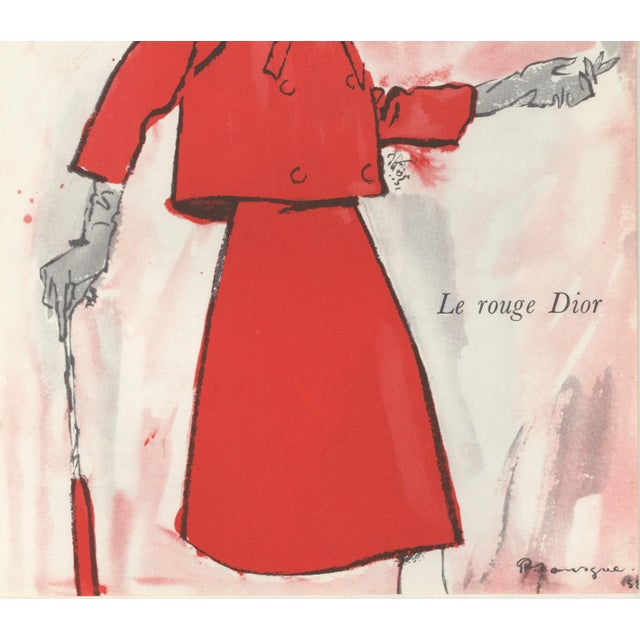 Mid-Century Modern 1958 Mid-Century French Fashion Print-Christian Dior For Sale - Image 3 of 3