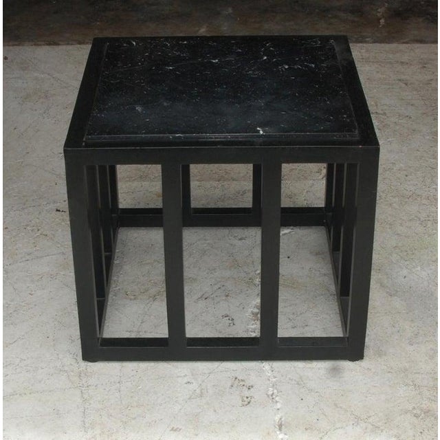 1980s Ebonized Marble Side Table For Sale - Image 4 of 8