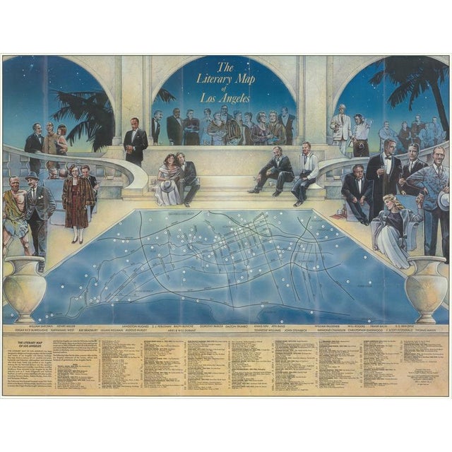 Vintage Literary Map of Los Angeles by Linda Ayriss, 1987 For Sale - Image 13 of 13