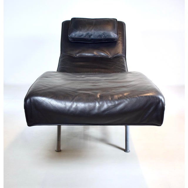 Black Milo Baughman Black Leather Fred Chaise Lounge Chair for Thayer Coggin For Sale - Image 8 of 14