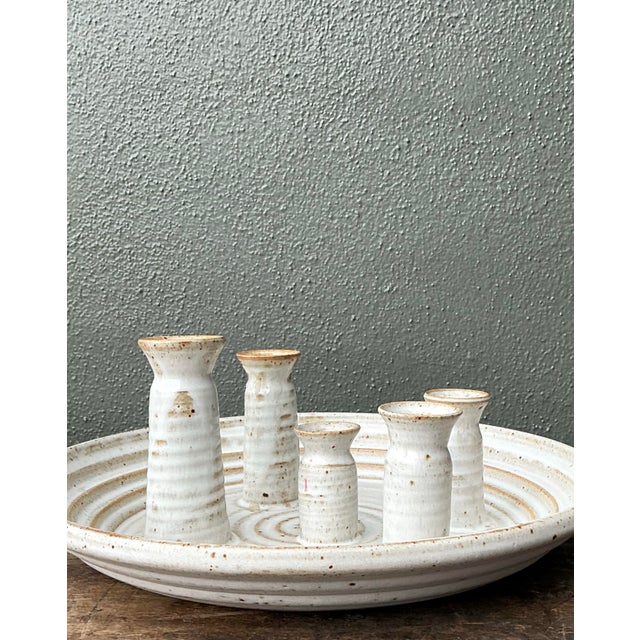 Vintage Original Studio Pottery Platter With Vases For Sale - Image 12 of 12