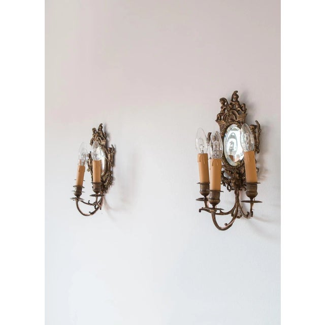 Antique French Wall Lights with Mirror, 1800s, Set of 2 For Sale - Image 5 of 13