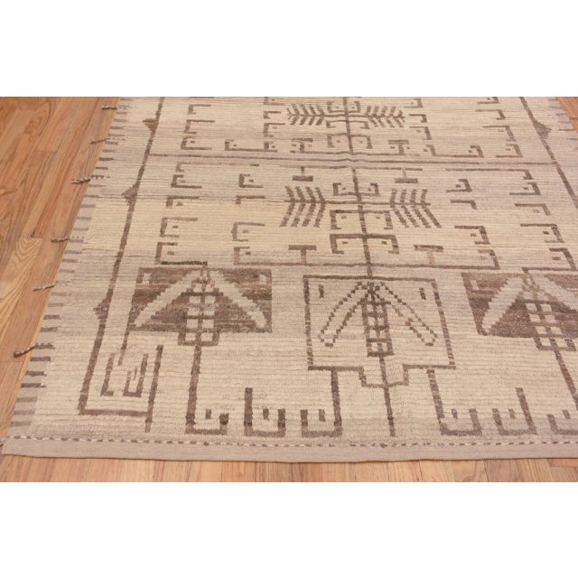 Brown Cream Tribal Geometric Modern Rug For Sale - Image 4 of 8