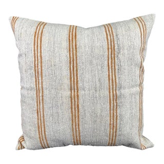 Turkish Hemp Pillow Cushion Natural Beige Rust Pillow Cushion Cover 24"x24" For Sale