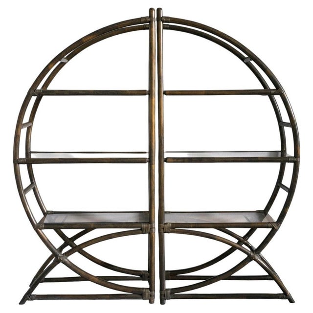 Wood Vintage Circular Bamboo Bookcase, 1980 For Sale - Image 7 of 7