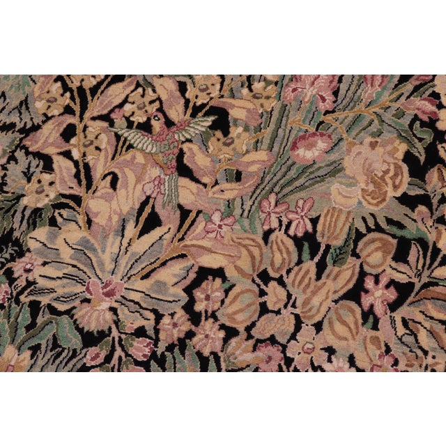 1990s Shabby Chic Botanical Inkalab Pak-Persian Black/ Tan Wool Rug - 10' X 14'3" For Sale In New York - Image 6 of 10