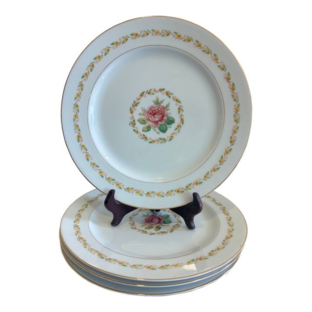 1940s Mikado Laurel Pattern Rose Dinner Plates – Set of 4 For Sale