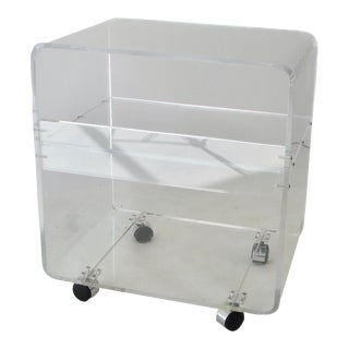 Akko Acrylic Waterfall Rolling Bar Cart For Sale