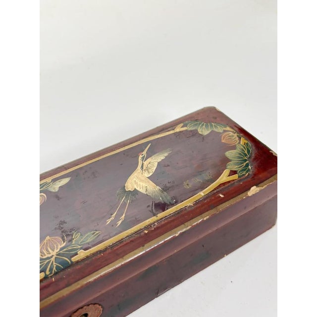 Wood 19th Century Japanese Lacquered Box with Bird Decoration, Japan For Sale - Image 7 of 18
