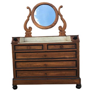 19th Century Walnut and Marble Dressing Table For Sale