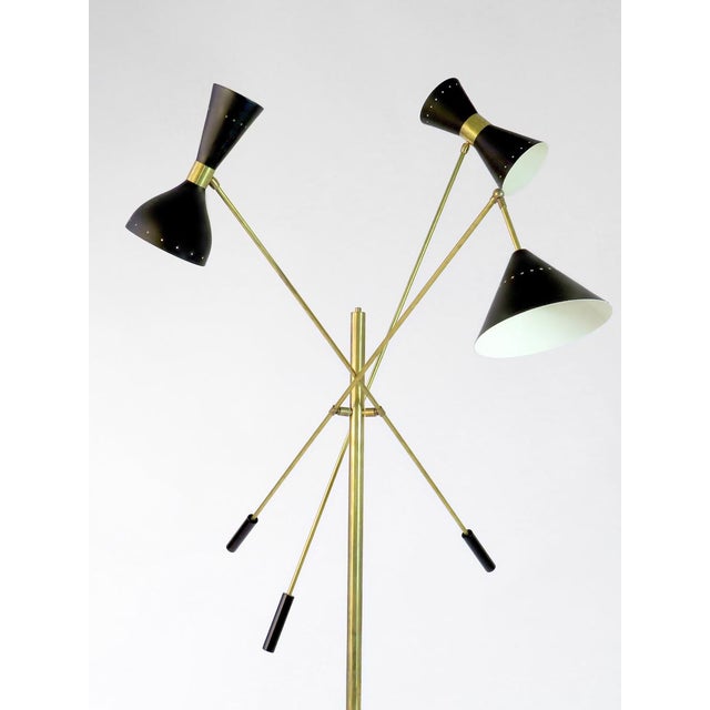 Mid Century Style Italian Brass and Marble Floor Lamp With Three Arms ...