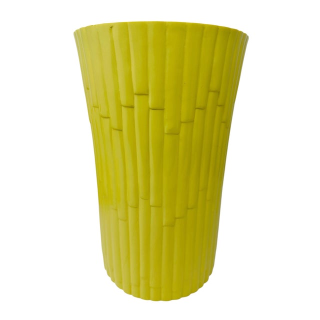 1970's Bai Yellow Faux Bamboo 4pc Bathroom Set Wastebasket Tissue Box Cover Soap For Sale - Image 4 of 18