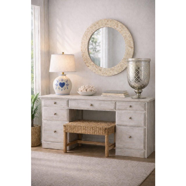 Mid-Century Modern Late 20th Century Large Etched Mercury Glass Urn Vase — Overscale Pedestal Form With Diamond Lattice | Designer Statement Accent For Sale - Image 3 of 6