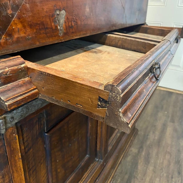 18th C Spanish Baroque Walnut Bargueno or Fall Front Writing Desk For Sale - Image 11 of 18