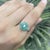 Gemstone Vintage Style Emerald and Diamond Cluster Ring in Silver, Size 8.5 For Sale - Image 7 of 14