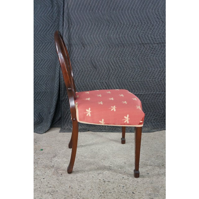 Antique Hepplewhite Carved Mahogany Oval Wheel Back Dining Side Desk Chair For Sale - Image 10 of 18