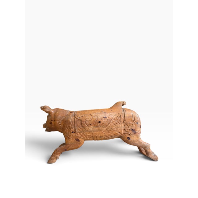 Folk Art Antique American Folk Art Pig Sculpture For Sale - Image 3 of 5