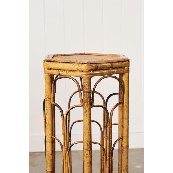 19th Century English Colonial Hexagonal Bamboo Plant Stand For Sale - Image 9 of 9