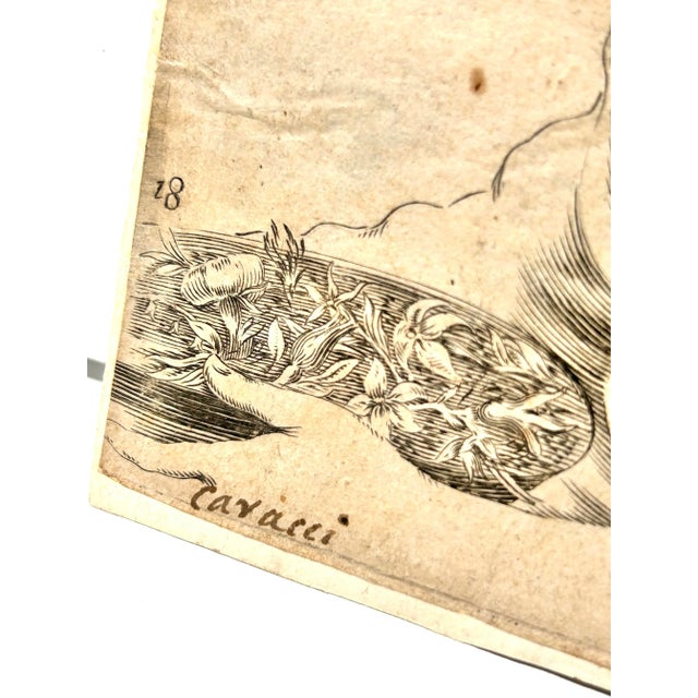 Mid 18th Century Mid 18th Century Italian Engraving of Angel, Signed Cavalli For Sale - Image 5 of 12