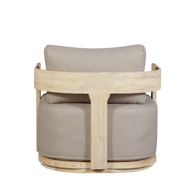 Eclipse Outdoor Solid Teak Wood Chair Natural Look - Gray Fabric For Sale - Image 11 of 12