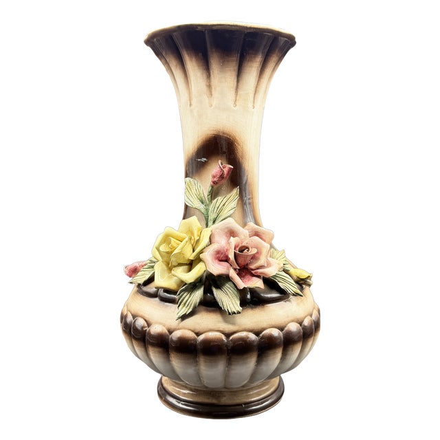 Vase with Roses by Capodimonte, 1950s For Sale