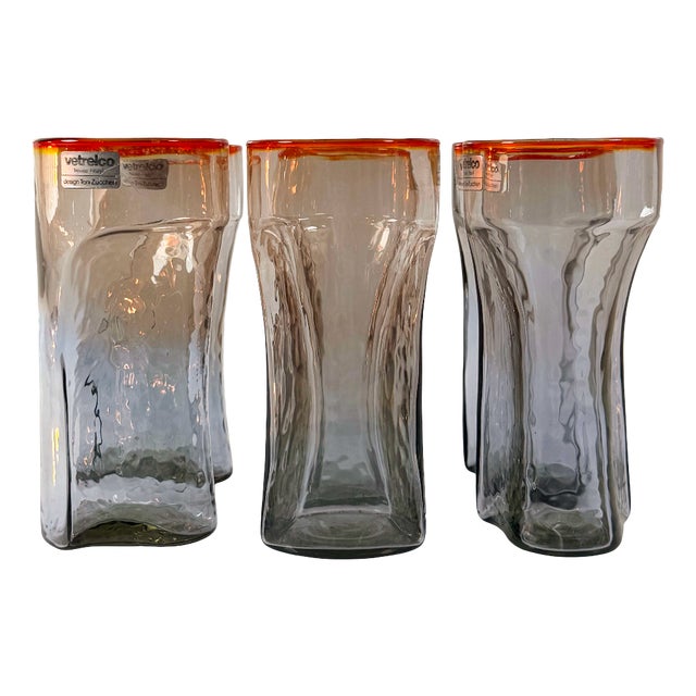 Vintage Glasses by Toni Zuccheri for Vetrelco, 1970s, Set of 12 For Sale