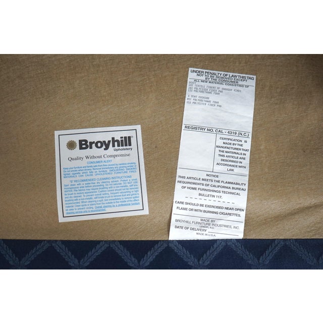 Broyhill Roll Arm Blue Upholstered Wing Chair For Sale - Image 18 of 18