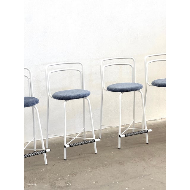 Metal and Fabric Stools, Set of 4 For Sale - Image 9 of 9