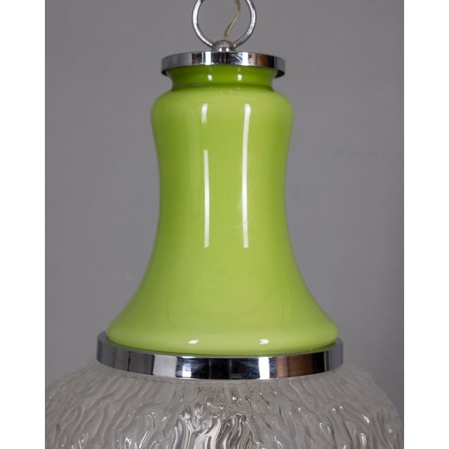 Vintage Italian Green Glass Pendant Lamp, 1970s For Sale - Image 4 of 10