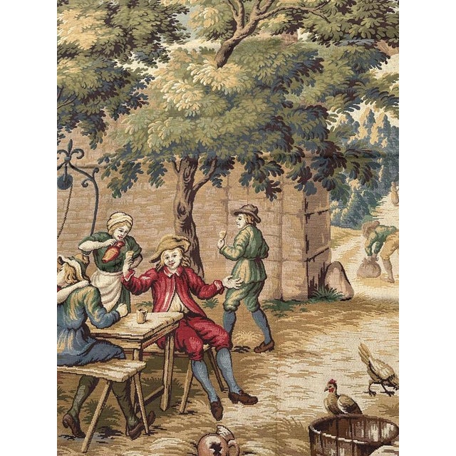 Antique French Jacquard Tapestry with Village Motif in the style of Aubusson, 1970s For Sale - Image 3 of 18