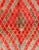 Tribal Mid 20th Century Midcentury Moroccan Rug With Orange, Red, Brown Diamonds and Blue Fringe Detail For Sale - Image 3 of 7