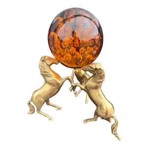 1960s Brass Stallions Orb on Stand