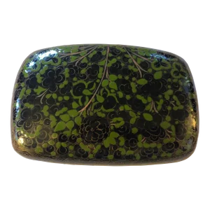 Vintage Hand Painted Paper Mache Trinket Box