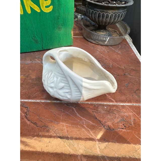 White Small 1970s Ceramic Flower Pitcher For Sale - Image 8 of 9