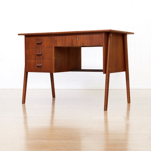 Wood 1960s Danish Modern Teak Desk For Sale - Image 7 of 8