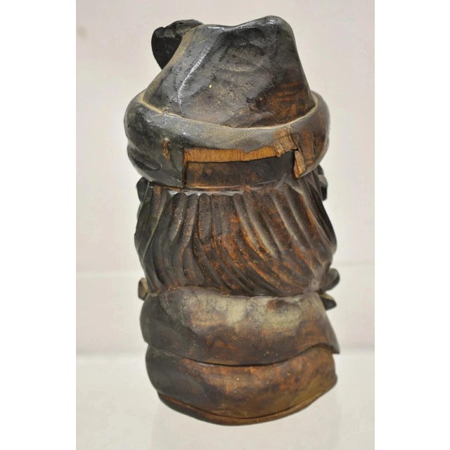 Wood 19th C European Black Forest Figural Wood Carved Bearded Man Lidded Tobacco Jar For Sale - Image 7 of 12