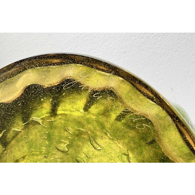 Green and Yellow Murano Glass Vase For Sale - Image 3 of 6