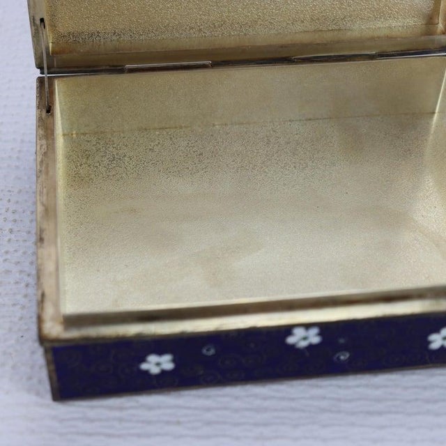 Metal Antique Japanese Floral Cloisonne Enameled Jewelry Box C1920 For Sale - Image 7 of 10