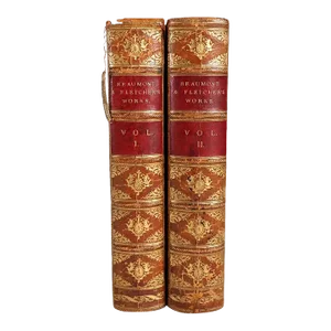 First Edition Set of Two Books: The Works of Beaumont and Fletcher by George Darley