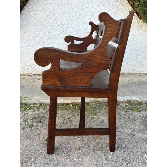 Wood Spanish Handmade Wood Bench, Early 20th Century For Sale - Image 7 of 9