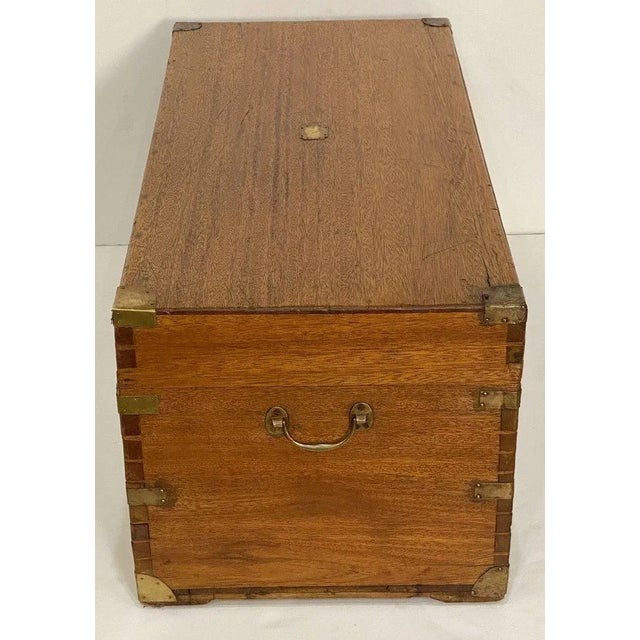 19th Century Large British Military Officer's Campaign Trunk of Brass-Bound Camphor For Sale - Image 11 of 12