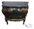 Antique Petite Bombe 2 Drawer Italian Chinoiserie Black Gold Commode For Sale