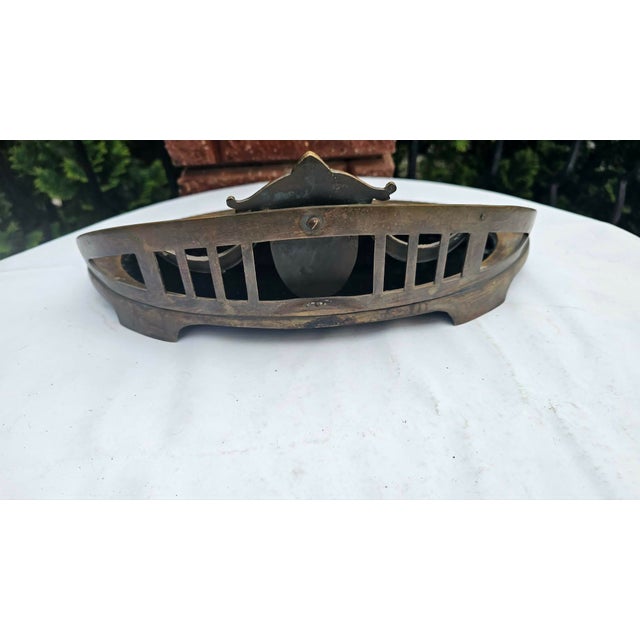 Metal Art Nouveau Brass and Glass Stove Ashtray, 1890s For Sale - Image 7 of 10