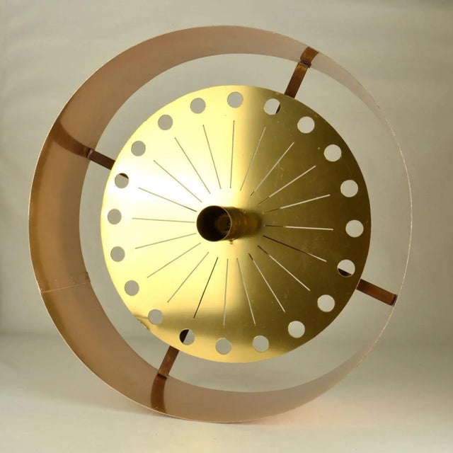 Large Flower Flush Mount in Brass and Copper, 1970s For Sale - Image 6 of 7