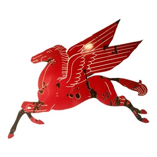 Vintage Mid Century Original Pegasus Mobil Sign For Sale